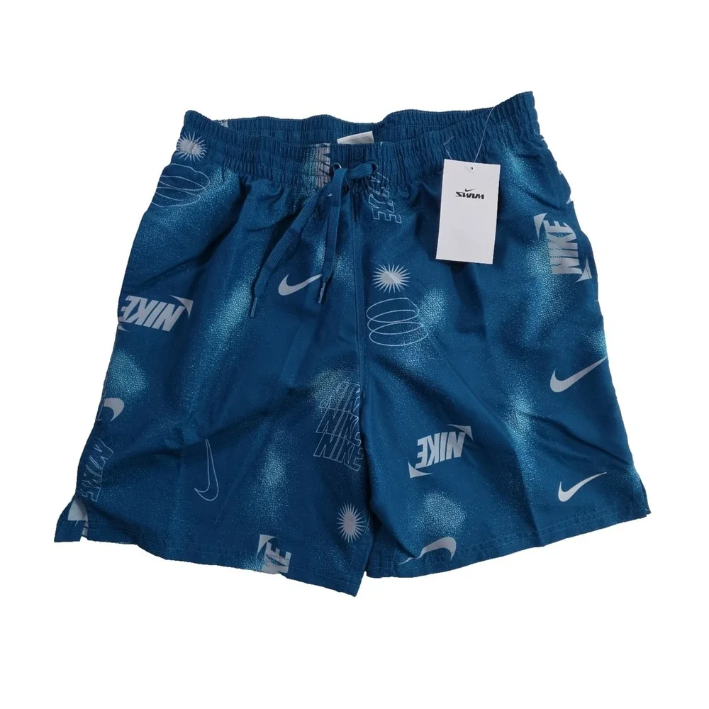 Nike Men S Swim Trunks Aqua Blue Multi Print 7